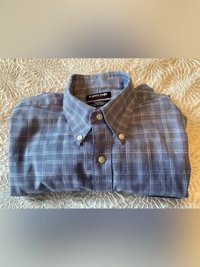 Kirkland Signature Blue Plaid Button-Down Dress Shirt